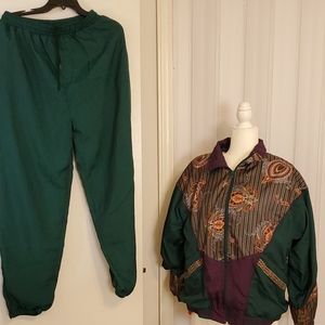 Vtg Y2K  90's Jogging Suit  Parachute Windbreaker and Pants Pockets Streetware